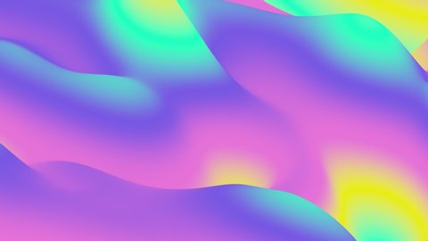 Looped animation. Abstract colorful wavy background in bright green, violet and yellow colors. Modern colorful wallpaper. Dynamic liquid. 3d rendering.