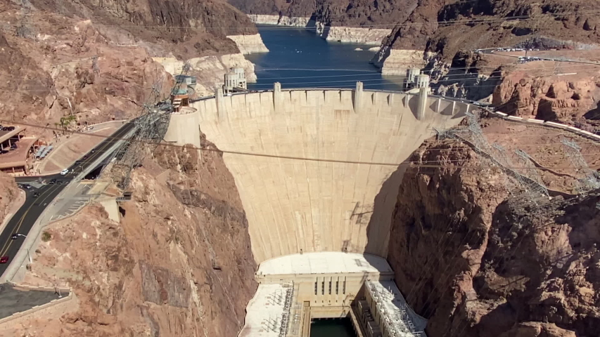 The massive Hoover Dam and Lake Mead on the border of Nevada and Arizona.