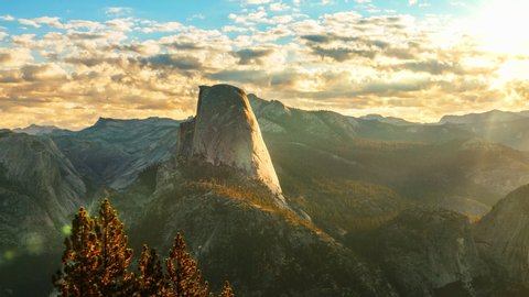 Time Lapse of the clouds moving behind Half Dome in Yosemite National Park