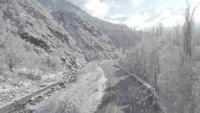 winter road serpentine in the mountains of Kazakhstan
