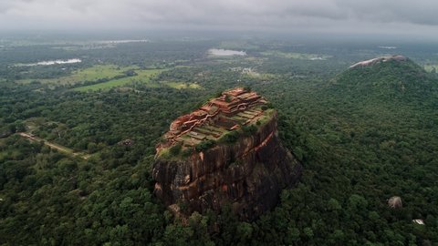 Amayzing view on Sigiriya Lion's Rock of Fortress in the middle of the forest in Sri Lanka island