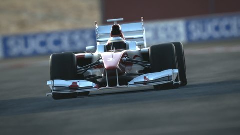 Formula One race car on desert circuit  finish line