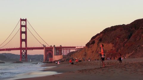 The Golden Gate Bridge as seen from Baker Beach, San Francisco, California, USA, circa October 2018