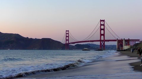 The Golden Gate Bridge as seen from Baker Beach, San Francisco, California, USA, circa October 2018