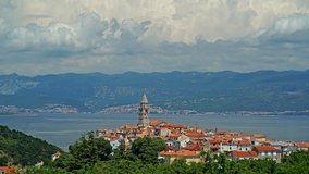 Historical Croatian Town Vrbnik and Adriatic Sea, 4K Time Lapse Video