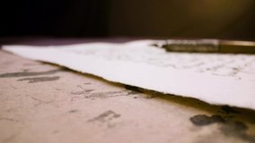 Calligraphy in slow motion. Pan shot of hand written page. Vintage ink pen and quill pen - Powered by Shutterstock - Get 15% off with code: PIKWIZARD15