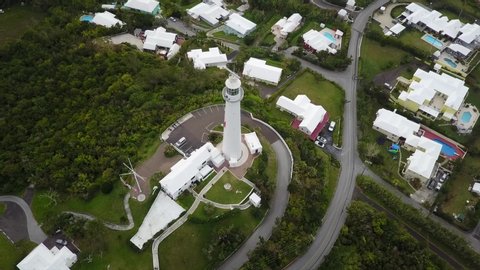 Hamilton/Bermuda   aerial video of lighthouse in Bermuda taken by drone camera 