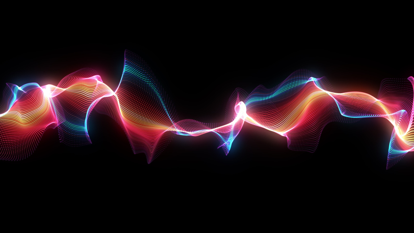 4K video. Lines abstract. Looped animation. Wave pattern. Dotted lines. Neon waves. particles background. Seamless loop. Blue and red gradient 3840x2160 Royalty-Free Stock Footage #1039925135