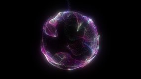 4k. Sphere grid. Animation globe. Digital background. Neon waves. Abstract design. Violet color. Seamless loop. 3840x2160 - Powered by Shutterstock - Get 15% off with code: PIKWIZARD15