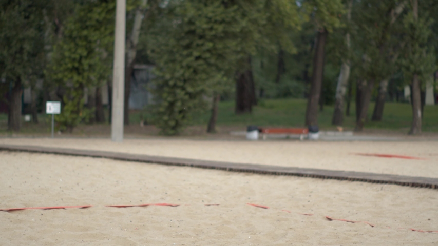 Beach volleyball, young women are entering the volleyball court, 4k