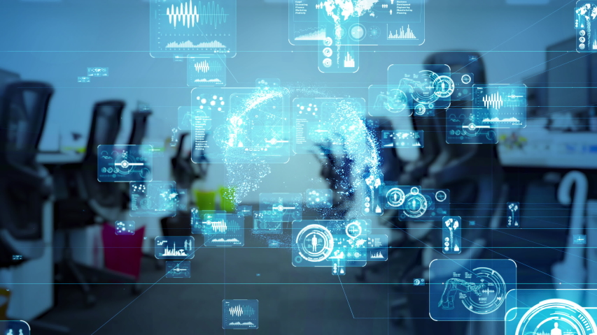 Smart office concept. Communication network. Graphical User Interface. GUI. | Shutterstock HD Video #1039955600