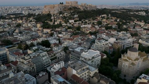 4K Tilt Up Aerial Athens Greece, Drone, Parthenon, Acropolis, Birds Eye Aerial