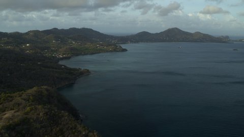 Aerial view of ocean and shore / Carriacou, Grenada