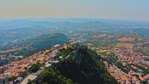 Monte Titano/San Marino   aerial video of San Marino taken by drone camera 