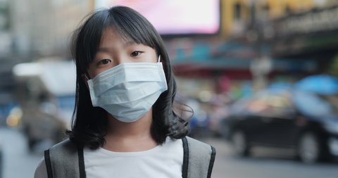 Little Girl Wearing Mask Looking Camera Stock Footage Video (100% ...