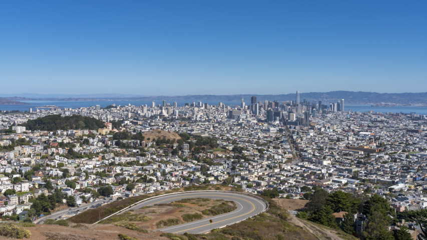 Time Lapse Of Downtown San Francisco With Clear Skies and Sunny Day
