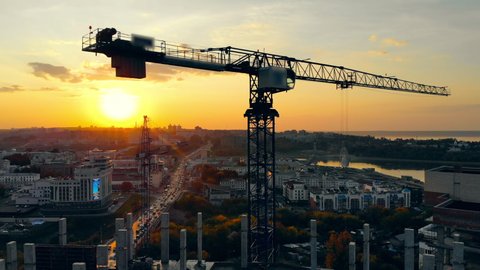 Metal crane on a building site.