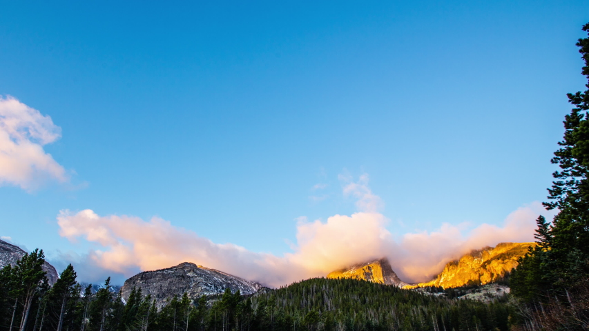 Time Lapse - Cloudscape over Mountain Peaks of Rocky Mountain Natioanal Park in Colorado - 4K