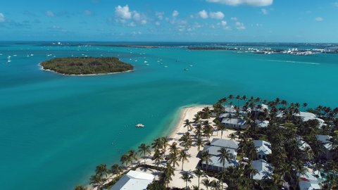 Aerial view of nearst Fort Zachary Taylor, Key West, Florida, United States. Caribbean sea. Caribbean landscape. Travel destination. Tropical travel. Caribbean sea. Key West. Caribbean Island Sea.