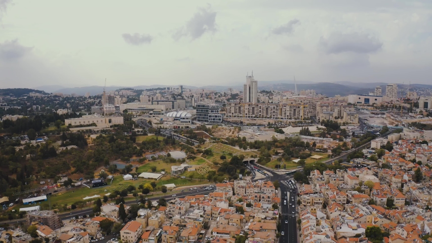  Jerusalem skyline, Israel, 4k aerial drone view | Shutterstock HD Video #1040011841
