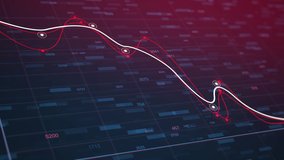 4K Business animation of a falling chart of a currency rate and economics decrease. Infographics with world statistics global data showing loss or global decline. Analytical finance motion background - Powered by Shutterstock - Get 15% off with code: PIKWIZARD15