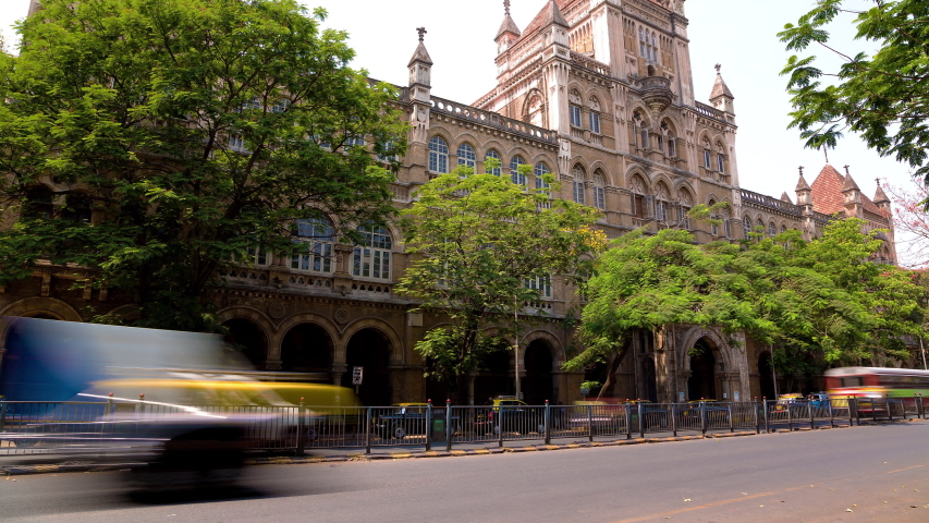 Old european style building in Colaba, Mumbai, India time lapse