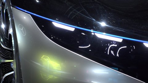 TOKYO, JAPAN - 29 OCTOBER 2019 : Concept car “Mercedes-Benz VISION EQS” (electric vehicle) from Mercedes-Benz's new product brand for electric mobility “EQ”. At TOKYO MOTOR SHOW 2019 exhibition.