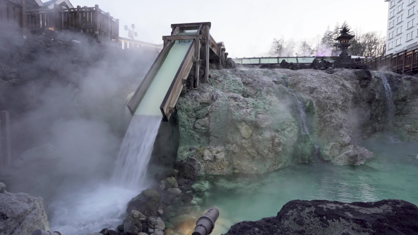 Yubatake hot spring in Kuatstu onsen town in Gunma