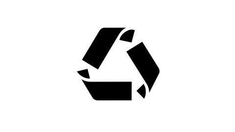Animated black triangular recycling symbol on white background. Environmentally friendly world. Illustration of ecology the concept of info graphics. Icon