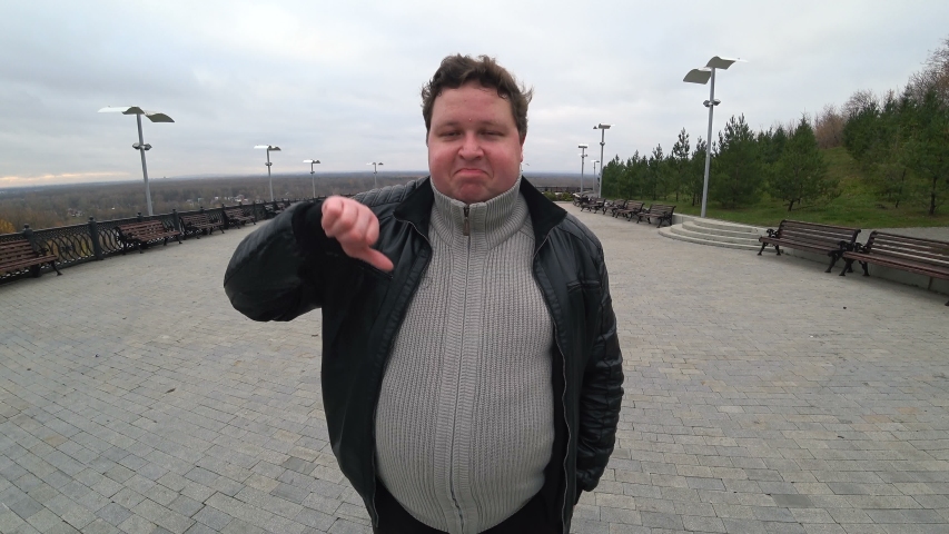 Wide Angle Lens Young Fat Man Stock 
