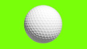 golf ball Rotating in Motion on Green Screen. Looped golf ball 3d Animation of Turning Ball luma key black-white alpha