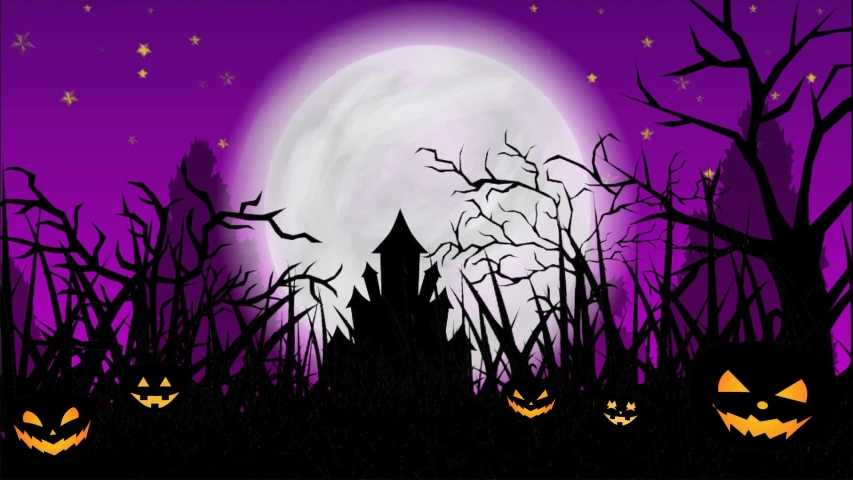 halloween background animation scary purple night Stock Footage Video ...