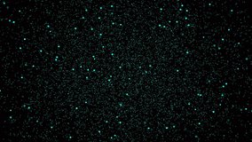 Particle video background. Starburst in galaxy. Glow sparking bokeh with black backdrop. Beautiful glitter texture. Fantasy in dark night. Christmas concept. 