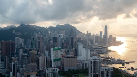 Timelapse Hong Kong Central and Western districts at water