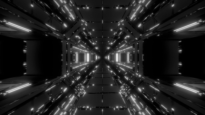 Futuristic fantasy scifi space galaxy tunnel corridor with glass windows 3d illustration live wallpaper motion background design club visual vj loop | Shutterstock HD Video #1040092160