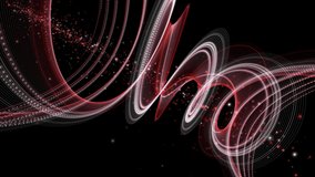 Futuristic video animation with stripe object and flickering particles in slow motion, 4096x2304 loop 4K