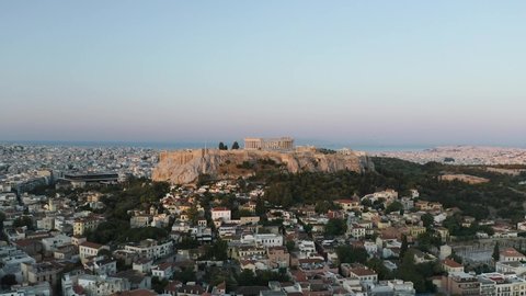 Athens Acropolis and Parthenon 4K Drone Shot City Center in Background