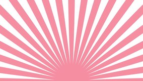 Pink white sunburst motion video rotation. Sunshine graphic background for commercial business advertising. Summer concept wallpaper. Abstract modern style backdrop. 