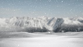 Animation of mountains and snow falling in countryside - Powered by Shutterstock - Get 15% off with code: PIKWIZARD15