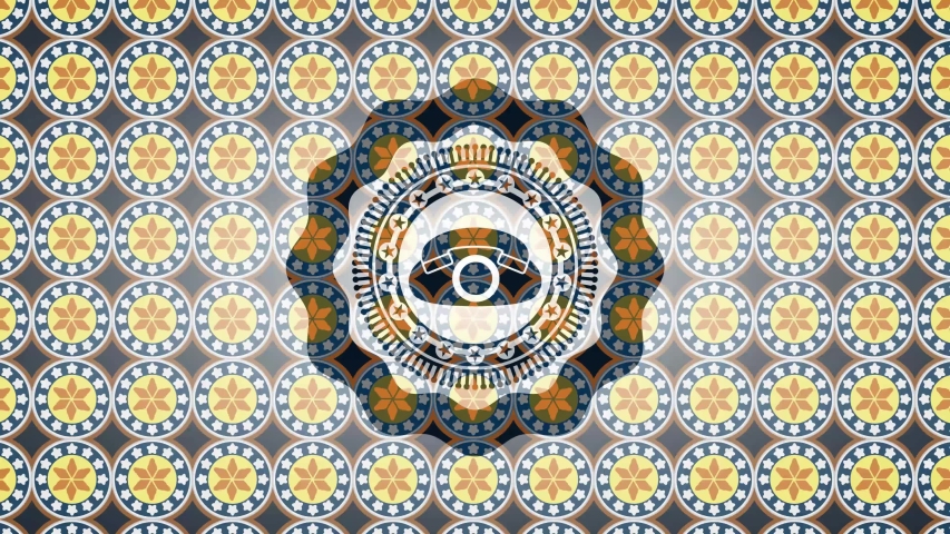 phone icon inside arabesque emblem. arabic decoration. rotary fashion, conceptual stylized, loop animation