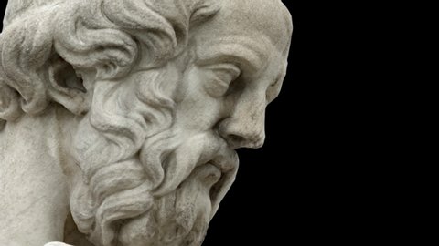 close up of ancient Greek philosopher Plato statue