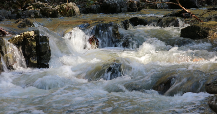 White water rapids in Beaver Creek off the Beaver Creek hiking trail at Beavers Bend State Park near Broken Bow Oklahoma.