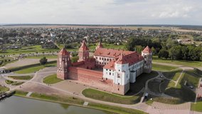 Aerial footage of Mir Casrle in Belarus