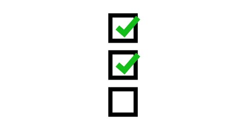 green check mark sign tick on black square check list boxes on white background