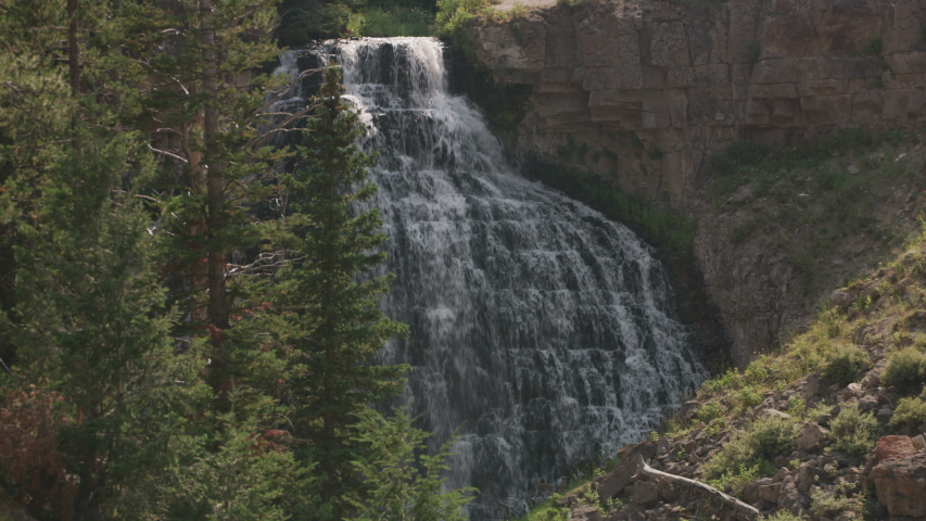 Yellowstone National Park circa-2018. Waterfall at Yellowstone National Park.