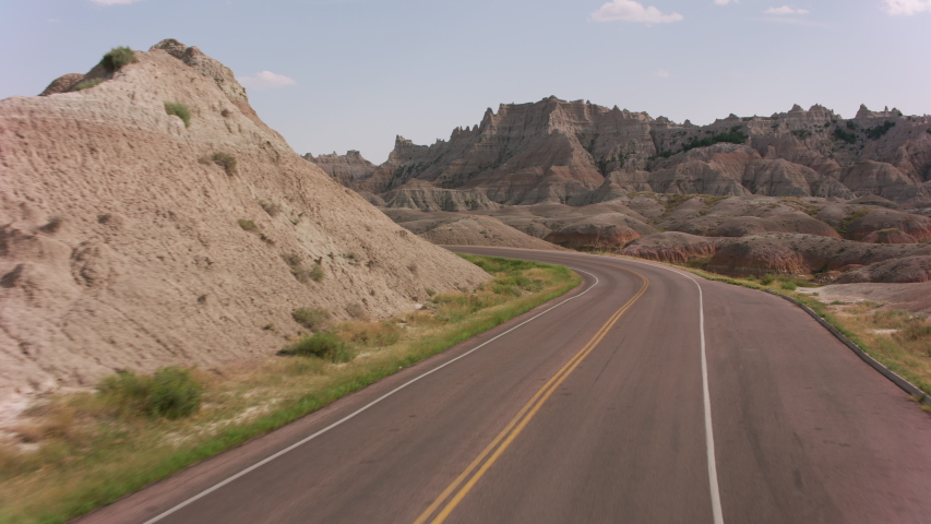Driving through Badlands National Park, South Dakota