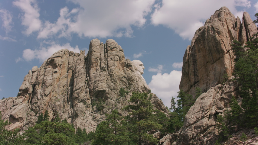 George Washington framed between rocks at Mount Rushmore National Memorial, South Dakota