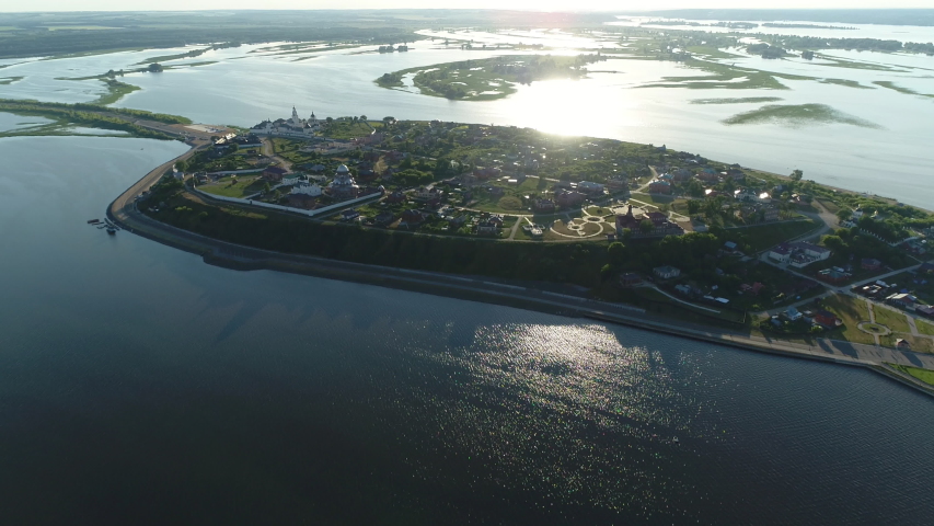 Sviyazhsk Island at Sunset. Aerial view
