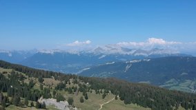 French alps view from the summit of Semnoz, Annecy area, France - aerial view