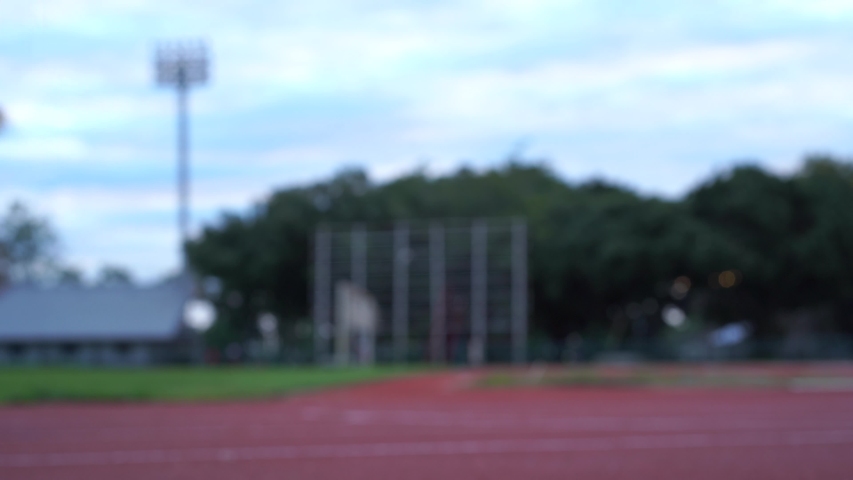 4K Uniform people exercise morning at stadium in Chiang Rai Thailand.